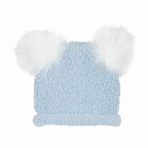 NWT Mudpie blue fur pom chenille hat.